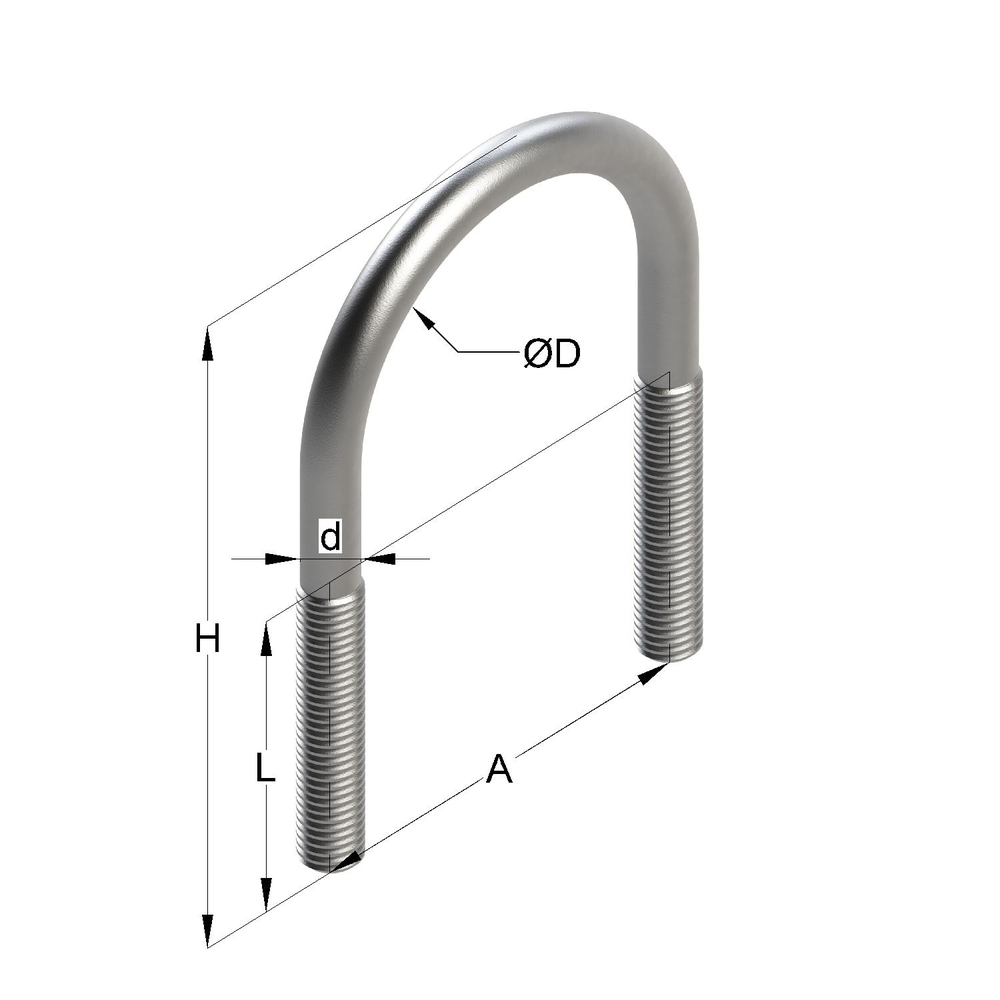 Хомут U-образный TUB L D252 (245-252)  M12 (10 шт/кор)